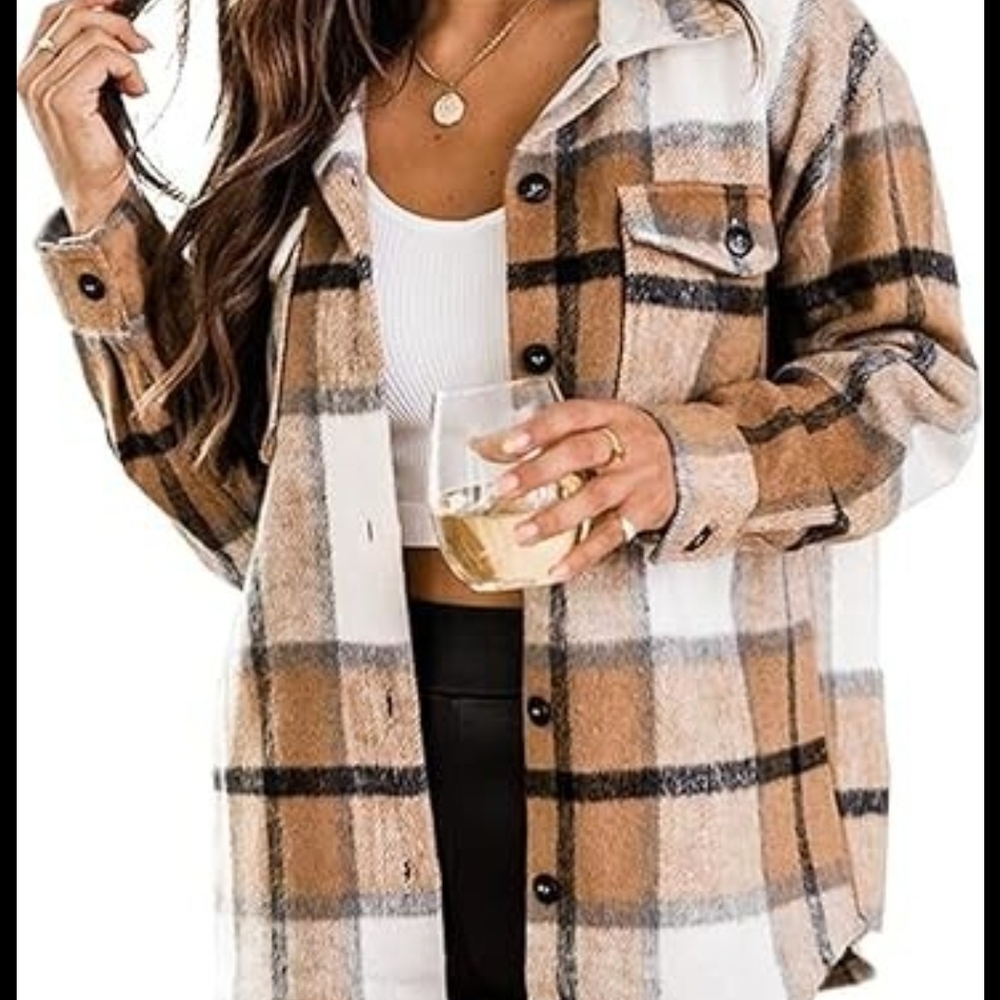 Tan Plaid Flannel Shirt , Size Large, New In Bag. Untocuhed! Fast Shipper. - Picture 4 of 6